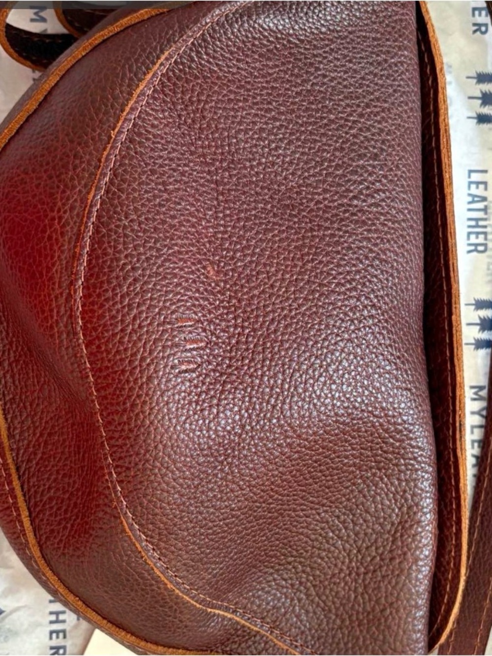 Portland Leather Koala Brown Leather Crossbody Bag in Nutmeg size Large - Picture 3 of 3